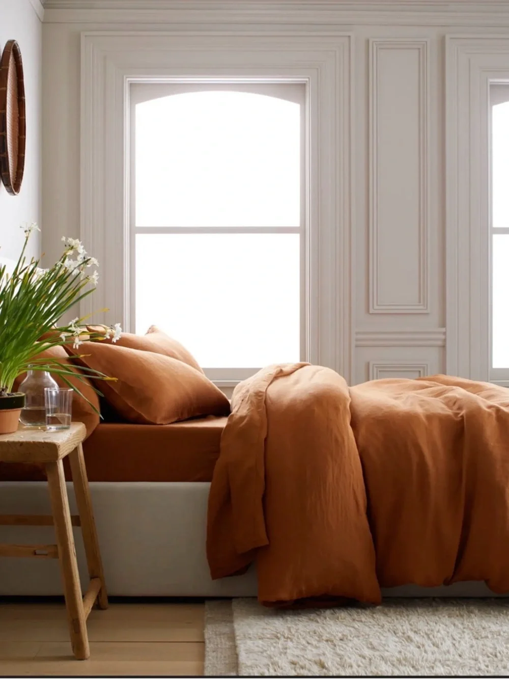 Quince European Linen Terracotta Duvet Cover Set in Queen 1218